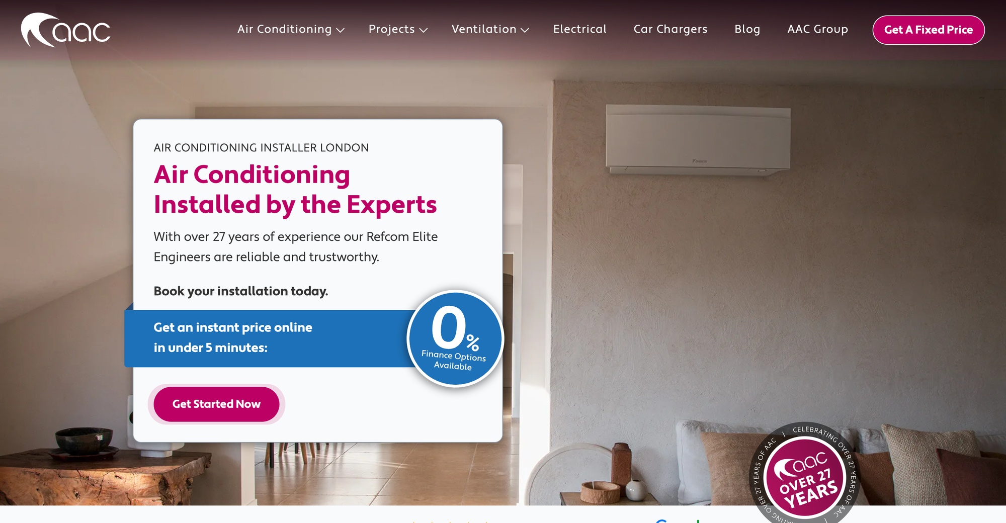 AAC Air Conditioning desktop view