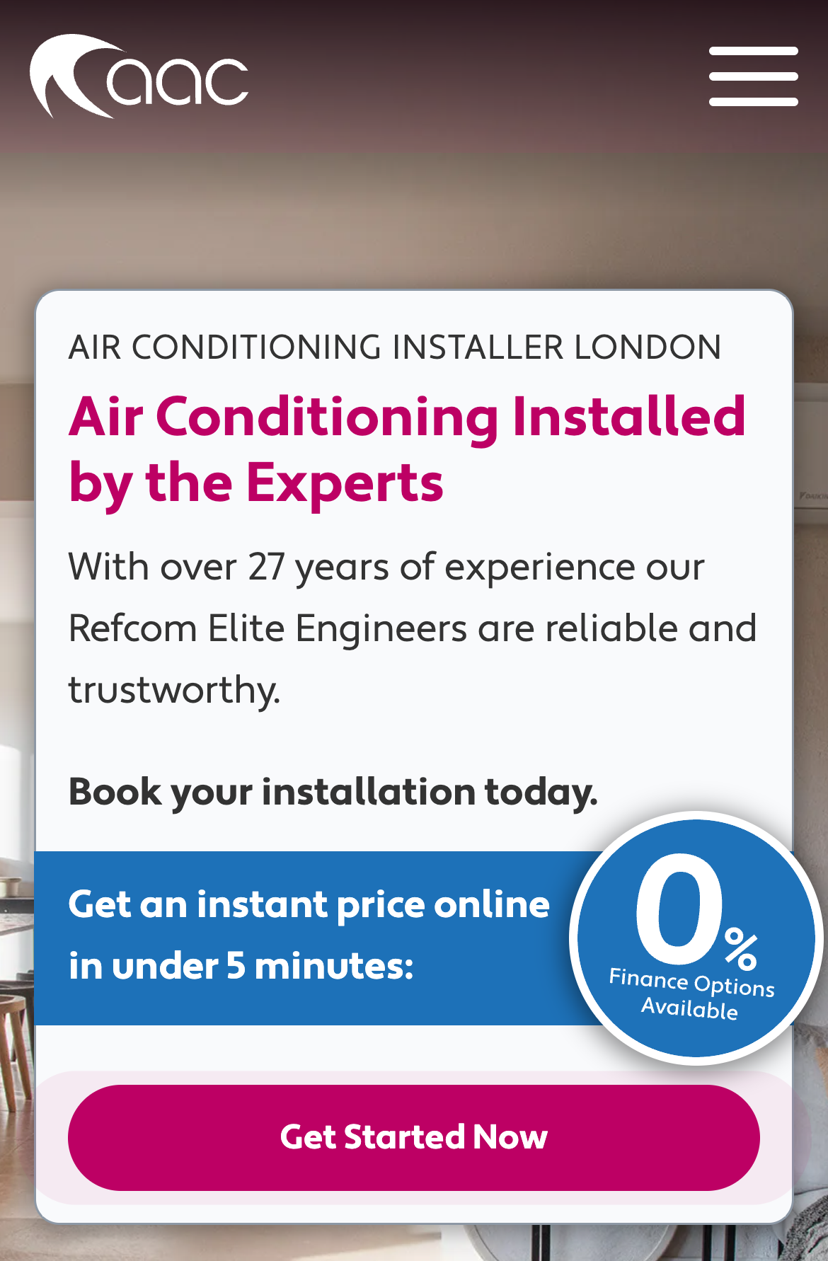 AAC Air Conditioning mobile view