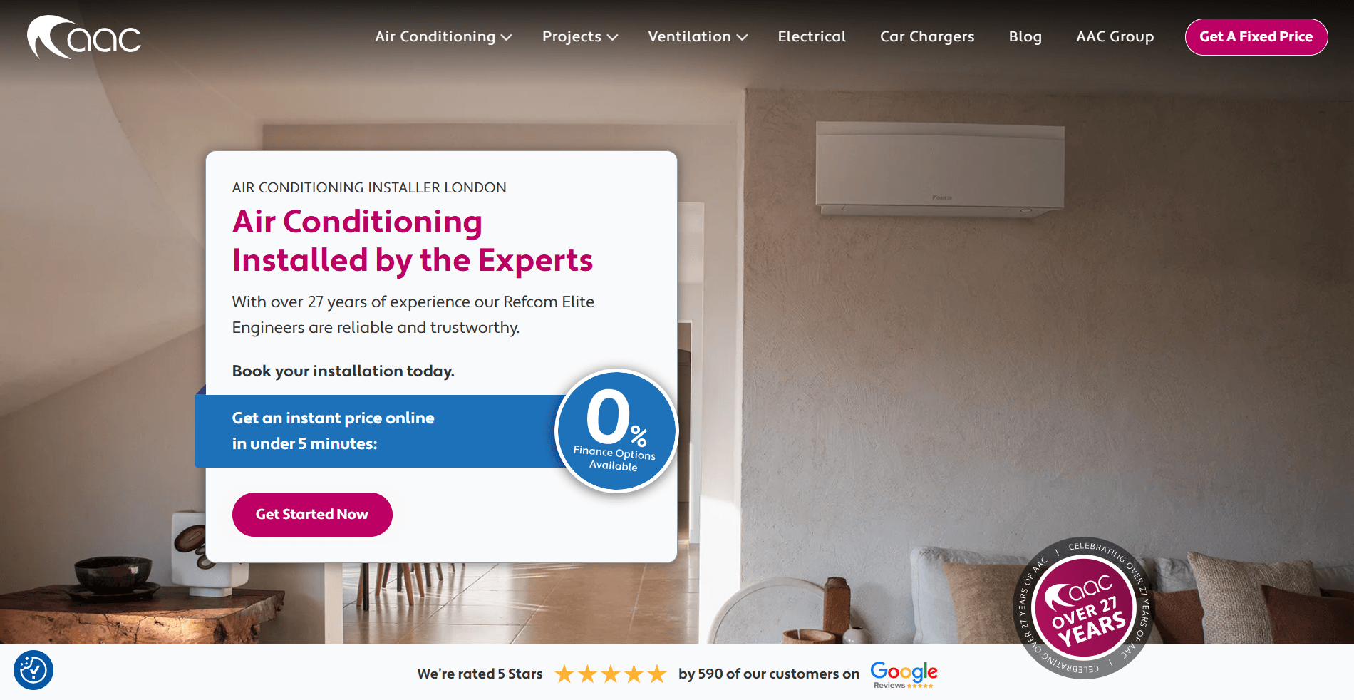 AAC Air Conditioning desktop view