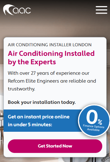 AAC Air Conditioning mobile view