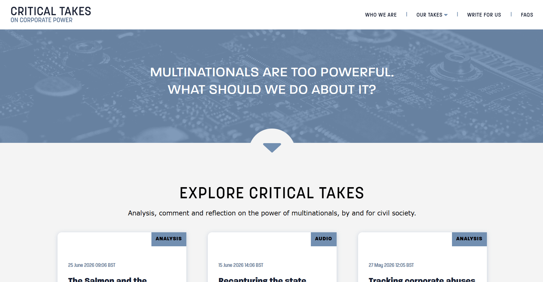 Critical Takes desktop view