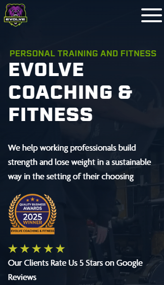 Evolve Fitness mobile view