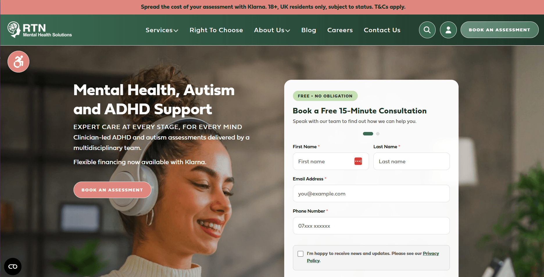 RTN Mental Health desktop view
