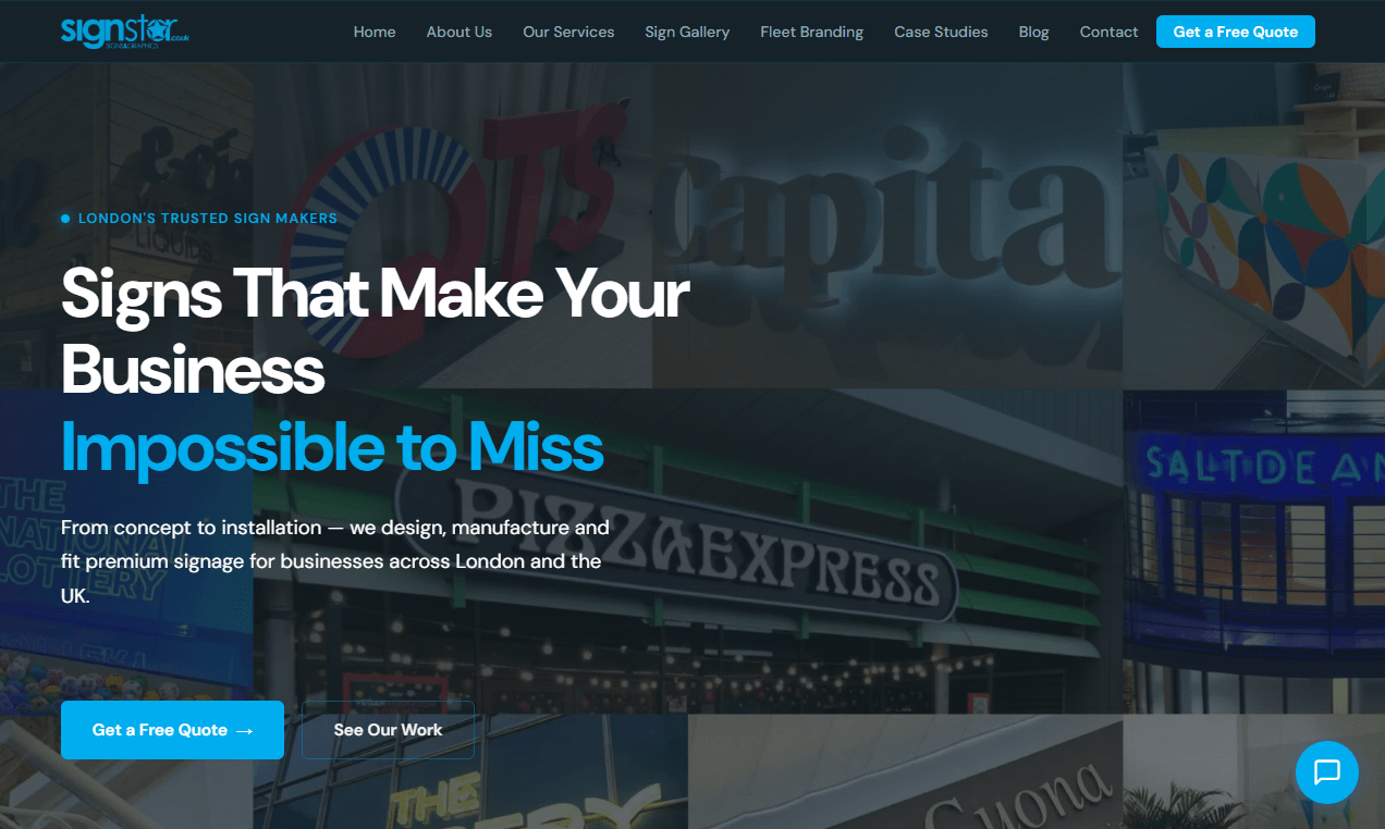 Signstar UK desktop view