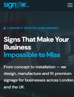 Signstar UK mobile view